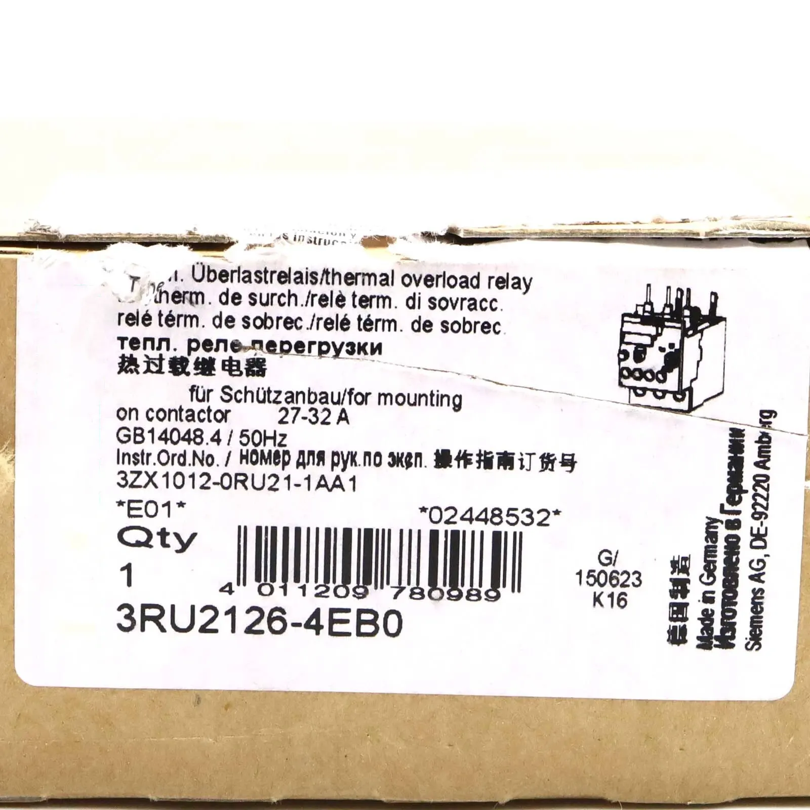 

Brand New 3RU2126-4EB0 3RU2126-4EB1 3RU2126-4EC0 3RU2126-4EC1 3RU2126-4EJ0 Warranty One-year