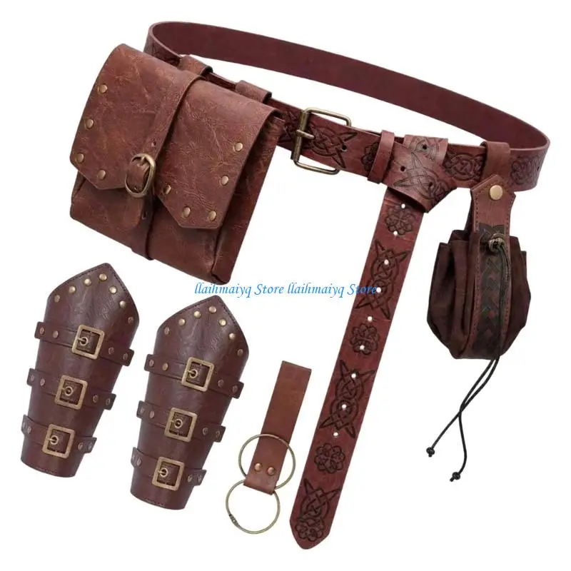 573B Fantasy Role Play Belt Carry Set Adjustable Embossed Waist Gear for Fair Styling and Stage Costume Wear Use Looks