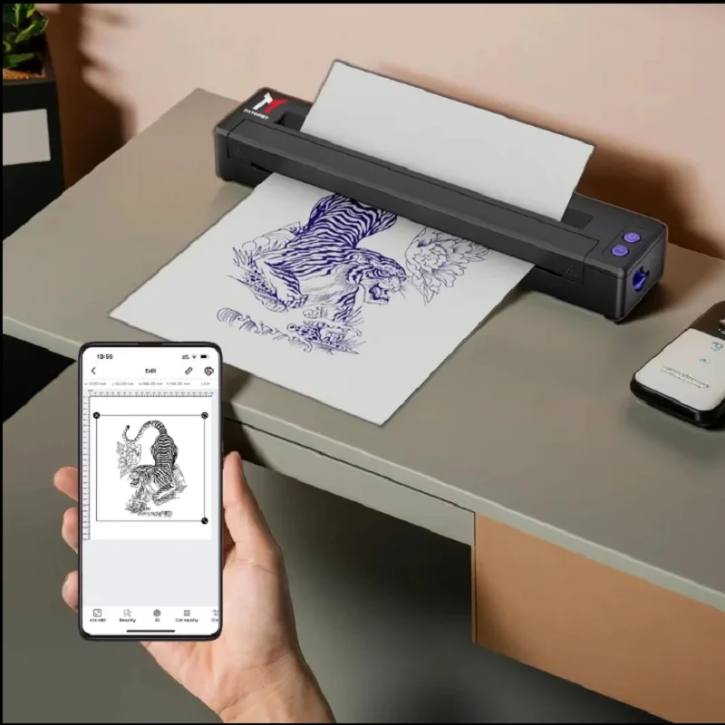 Imagem -02 - Mht-tattoo Printer Wireless Bluetooth Professional a4 Paper Printer Compatible With Android Ios Portable Thermal Template Machine