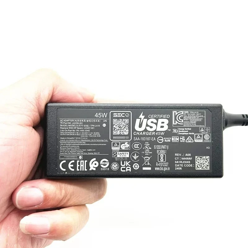 For HP Ghost Elite x2 45W Power Adapter TYPE-C Charger TPN-LA19