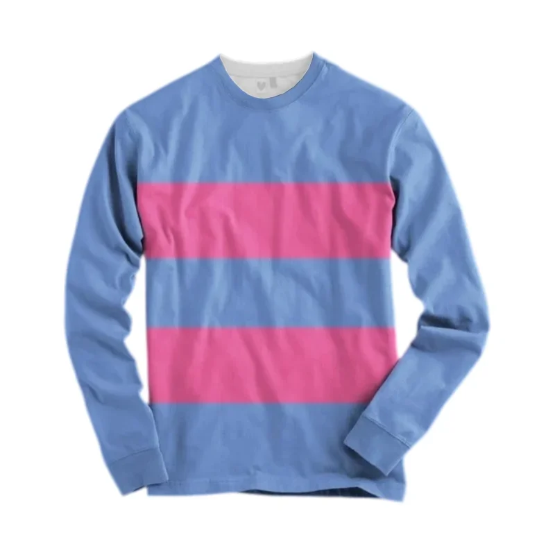 Unisex 3D Striped Printed T-Shirt Undertale Deltarune Classic Character Costume Element Long Sleeve T-Shirt Family Matching Y2K