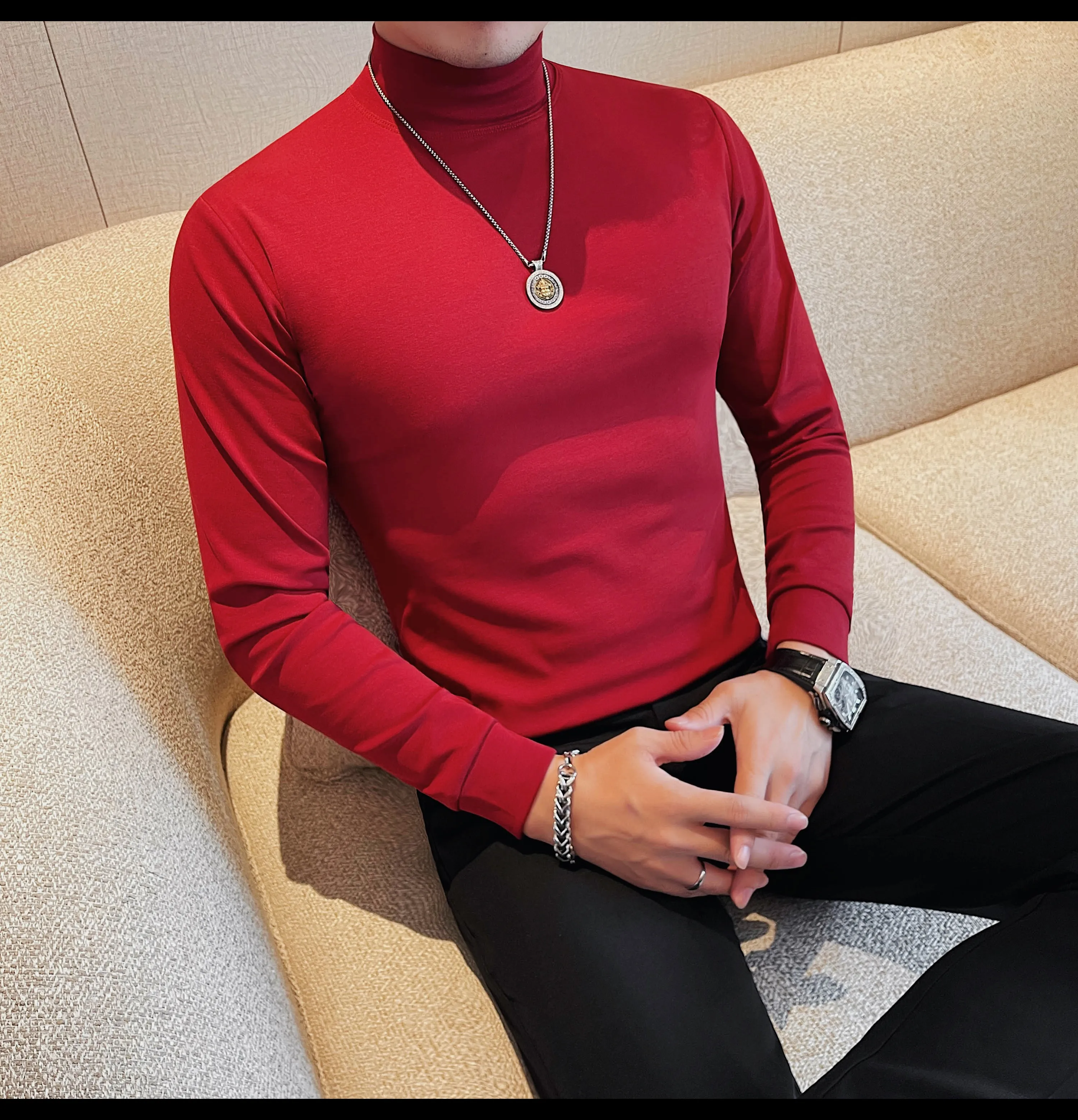 2026 Herren Thermounterwäsche Rollkragen-Hemd mit Revers, dünnes Modal-Herbst- und Winter-Langarm-Unterhemd, einlagiges Slim-Fit-Oberteil – Detail 18
