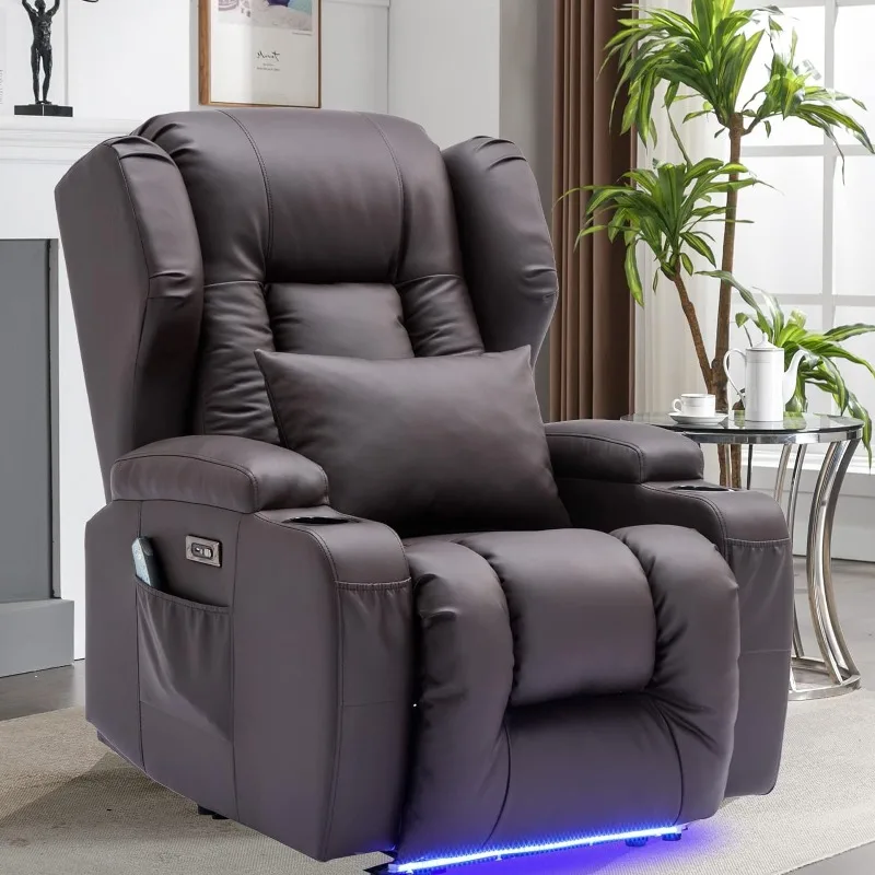 

Power Recliner Chair with Massage & Heating, Comfy Sleeper Chair Sofa Electric Recliners Home Theater Seat for Living Room