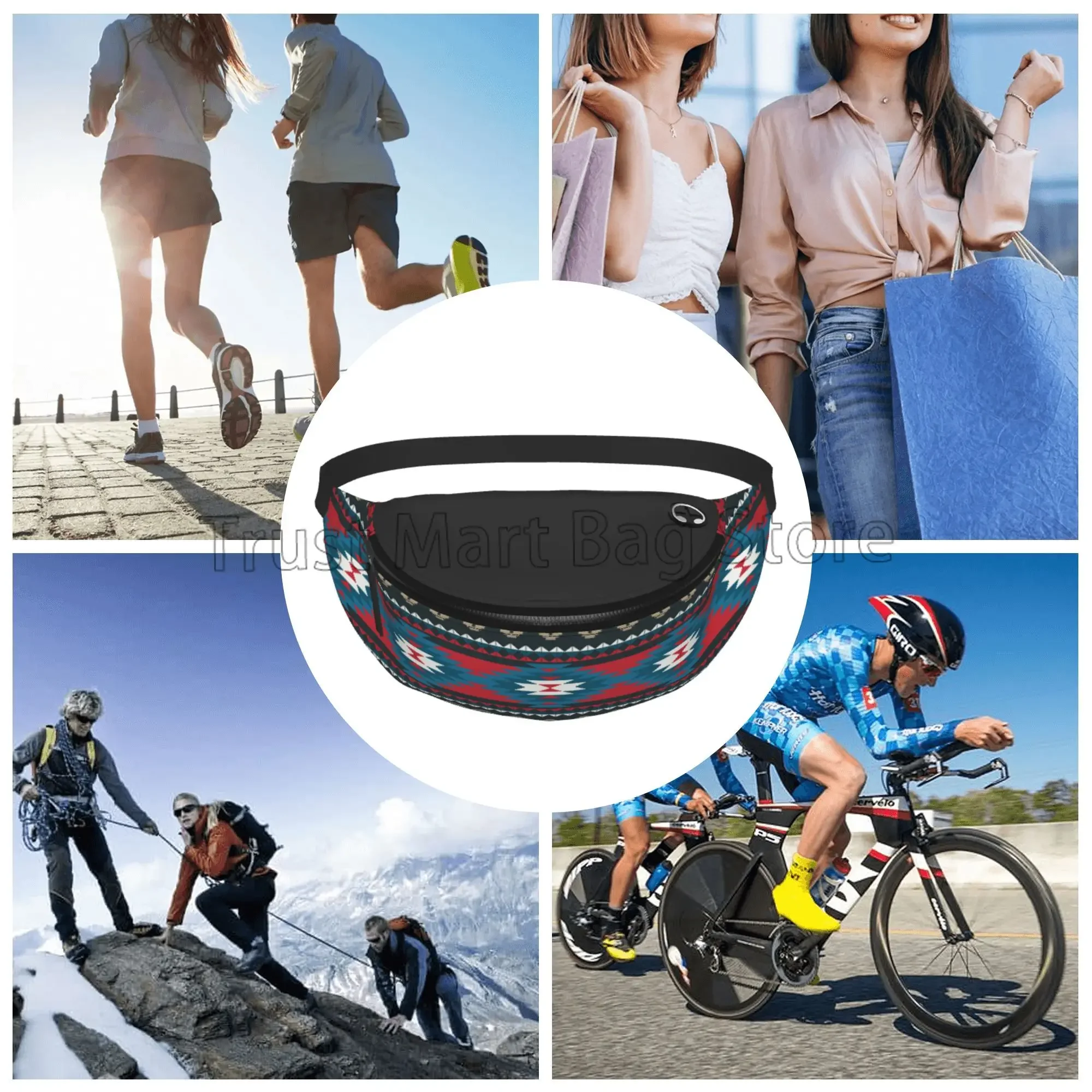 Etnisch Aztec Geometrisch Patroon Heuptasje Voor Mannen Vrouwen Casual Heuptas Voor Hardlopen Wandelen Fietsen Sport Reizen Heuptassen