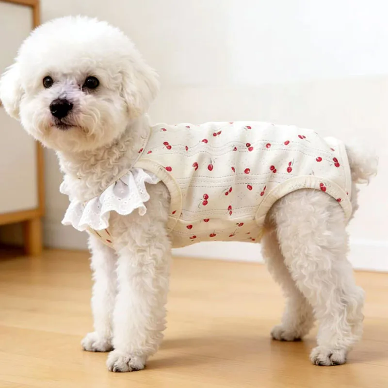 

Dog Clothes Summer Flying Sleeve Girl Jumpsuit Pajamas For Small Dogs Chihuahua Yorkie Bichon Puppy Wraped Belly Onesie Overalls