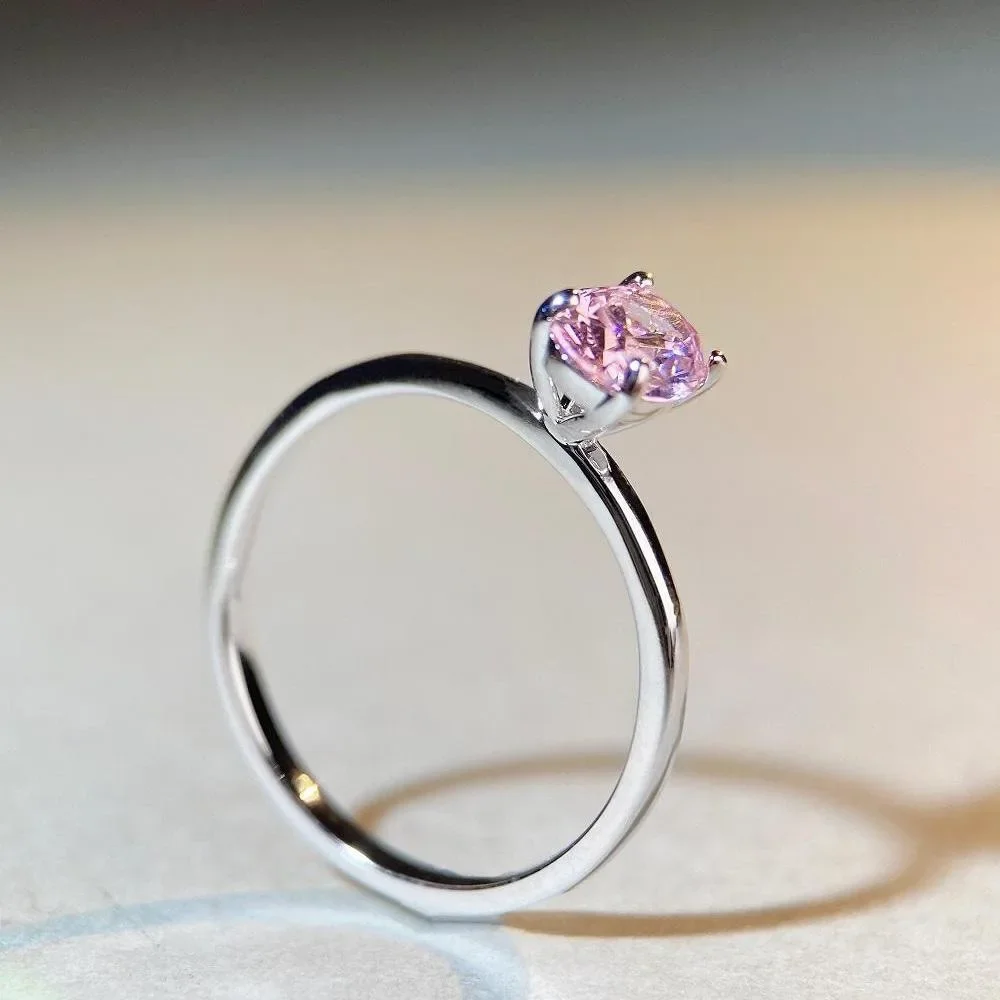 2026 New Model PT950 Platinum Powder Diamond RingElegant and Simple Ring with Dove Egg Shiny Finish and HighClass Feel for Women