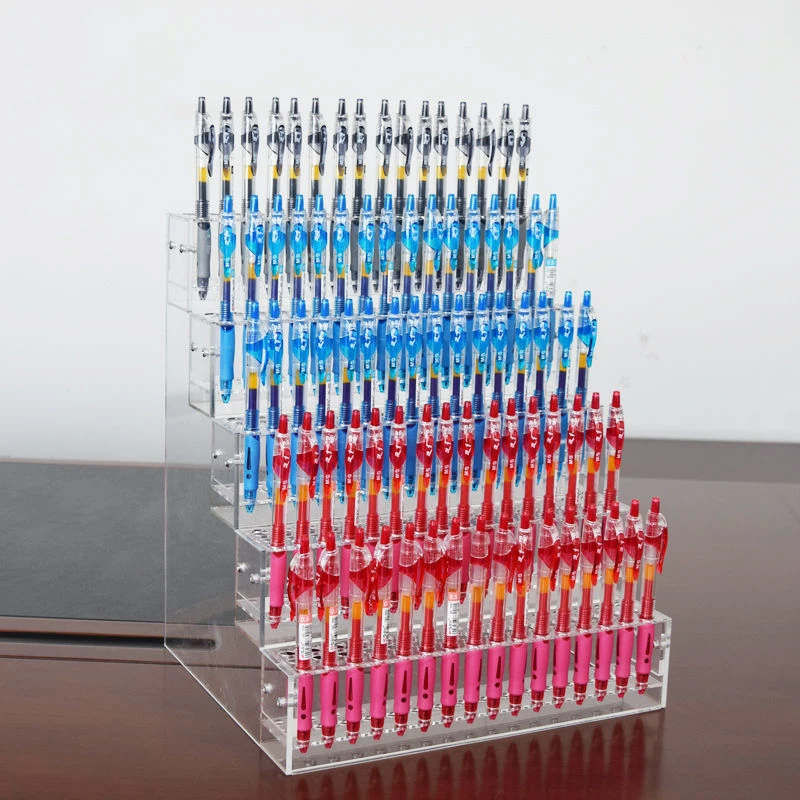 

1-4 Tier Acrylic Pen Holder Storage Shelf Supermarket Stationery Store Rack Ballpoint Pen Neutral Pen Clear Ladder Display Stand