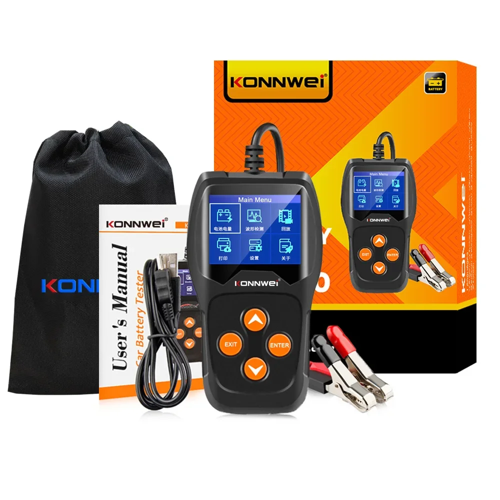 KONNWEI KW600 Car Battery Tester 12V 100 to 2000CCA 12 Volts Battery Tools for the Car Quick Cranking Charging Diagnostic