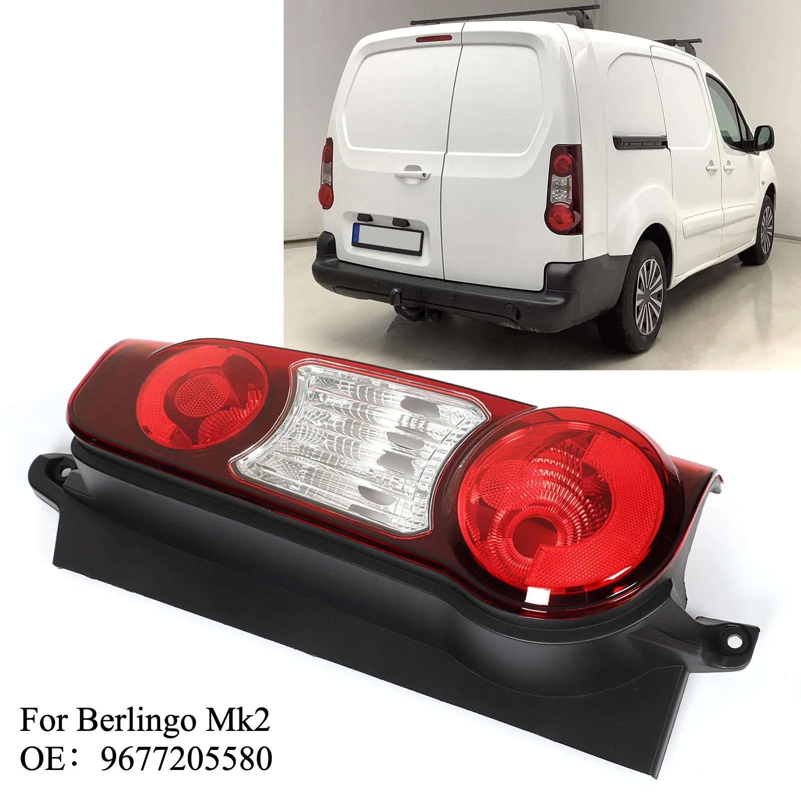Right Passenger Side Rear Tail Brake Turn Signal Light Assembly Direct Replacement Fits Mk2 Berlingo Van MultiSpace 9677205480