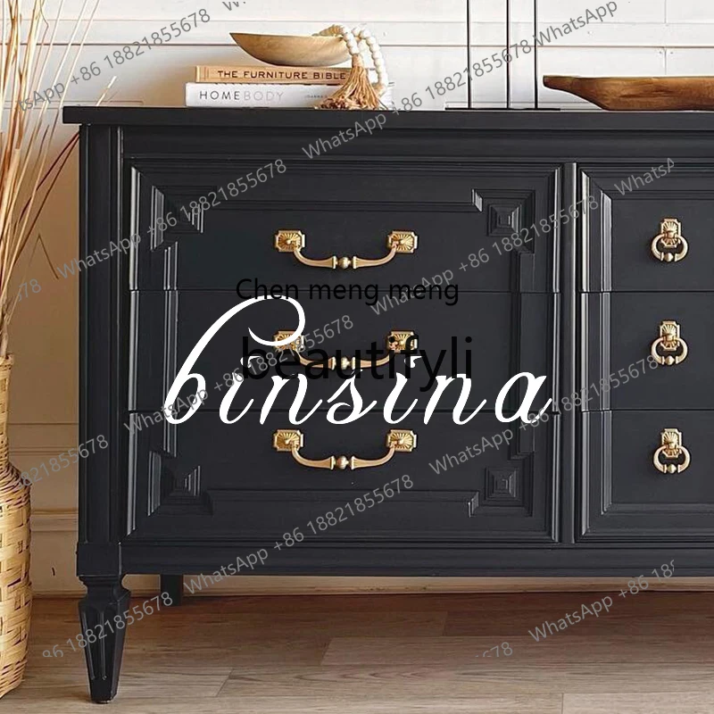 Solid wood chest/retro large-capacity storage cabinet/French living room household side cabinetH