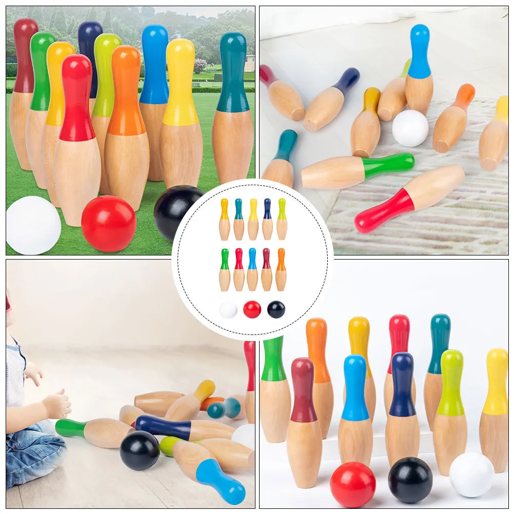 

Набор для игры в боулинг для детей, из дерева премиум-класса, для дома, развивающий, интерактивный, мини-набор с шариками, игровые принадлежности
