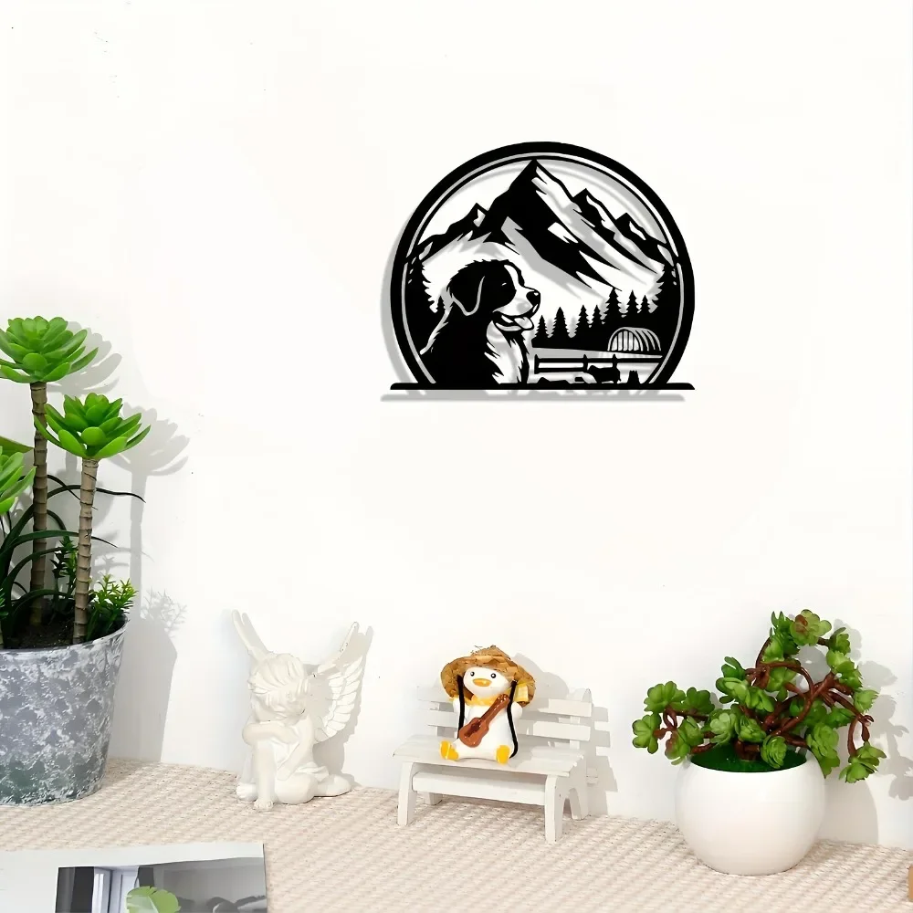 Brand Metal Wall Art Waterproof Iron Dog Mural Durable Bernese Mountain Decor For Living Room Bedroom Patio Home Gift - view 3
