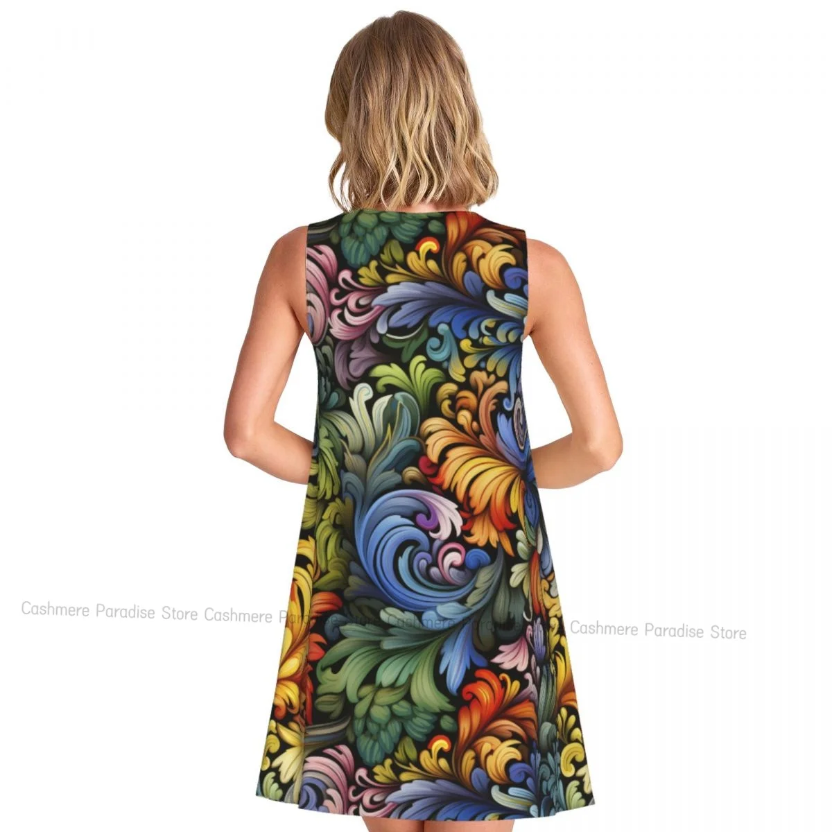 2025 Abbigliamento donna Abiti Abito floreale senza maniche con scollo tondo