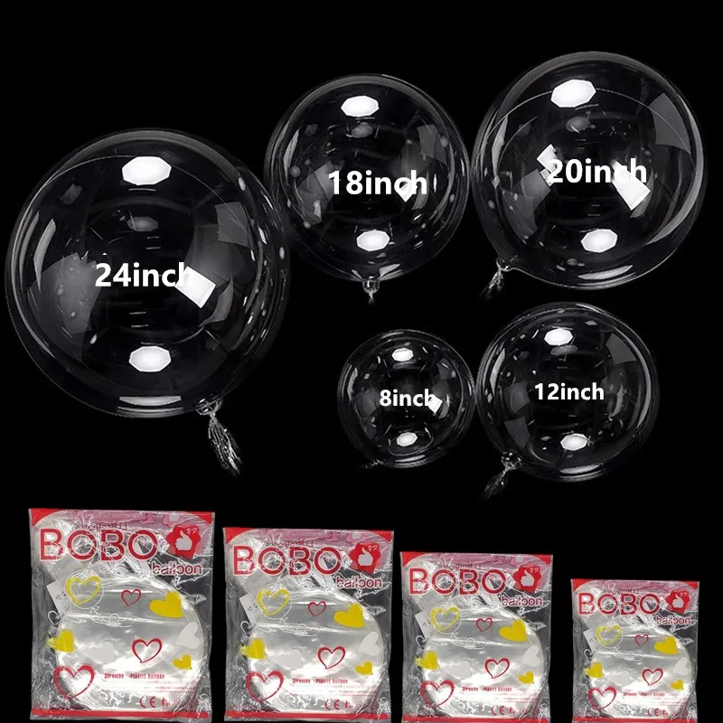 50 pz 8/12/20/24/36 pollici palloncini in Pvc trasparente Bobo Bubble Ballon matrimonio festa di compleanno decorazione Baby Shower giocattoli per