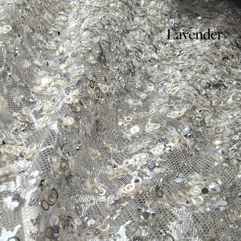 

Reverse-Adhered Irregular Sequin Rhinestone Soft Mesh Fabric Luxury Material for Wedding Dresses DIY Backdrop Decor