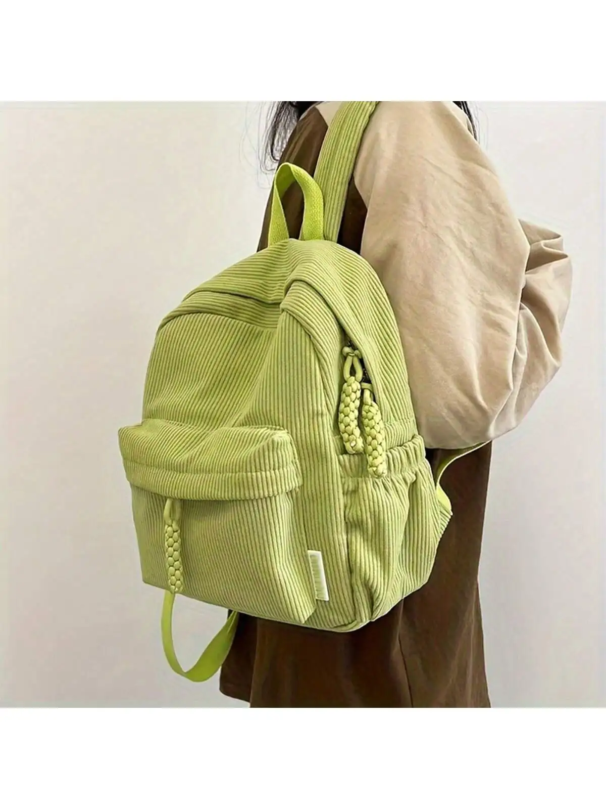 

Compact Corduroy Backpack - Stylish & Versatile for Casual Travel - Lightweight, Simple, and Trendy Fashion Design