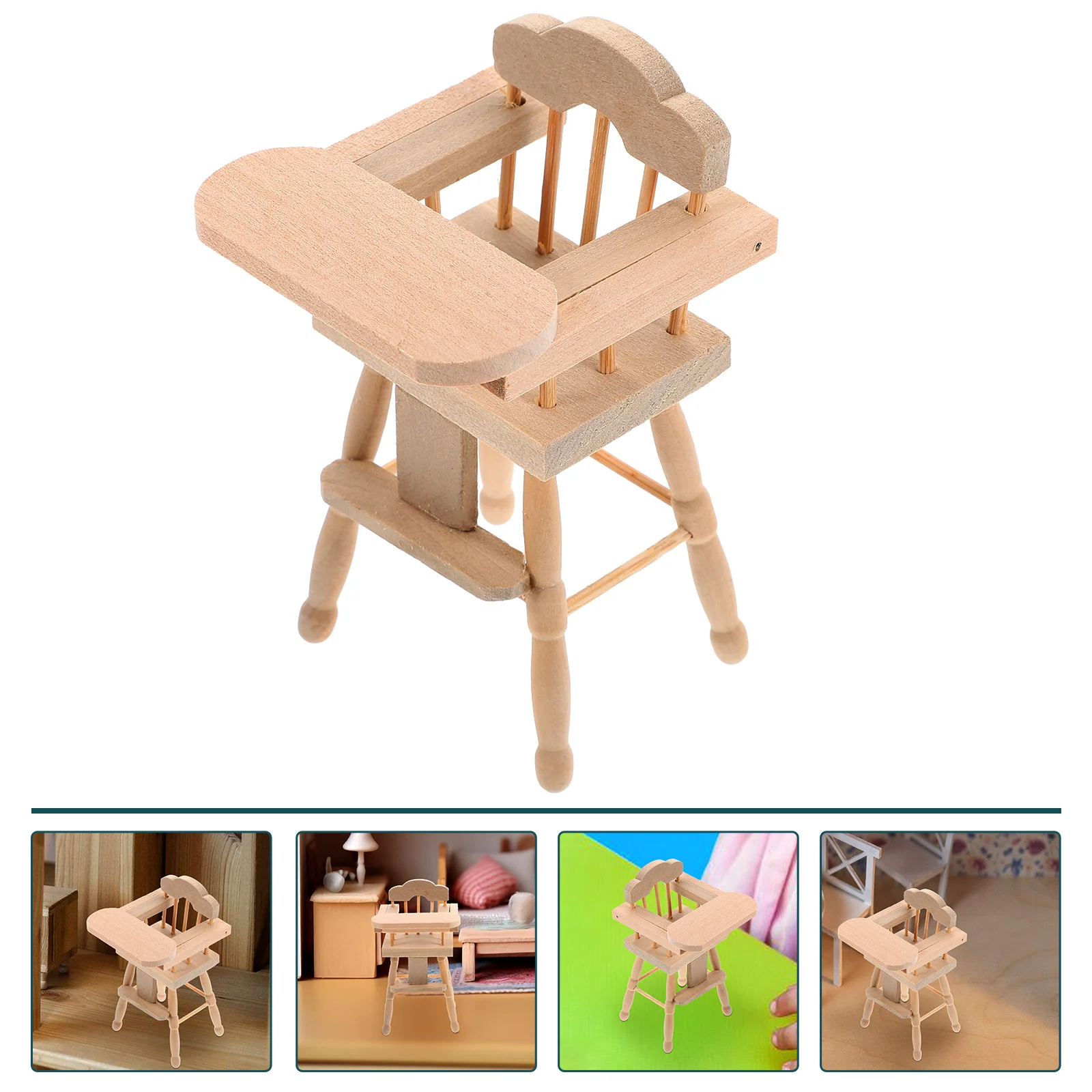 

Baby Dolls High Chair Miniature House Furniture Accessories Decorative Highchair Desktop Ornament