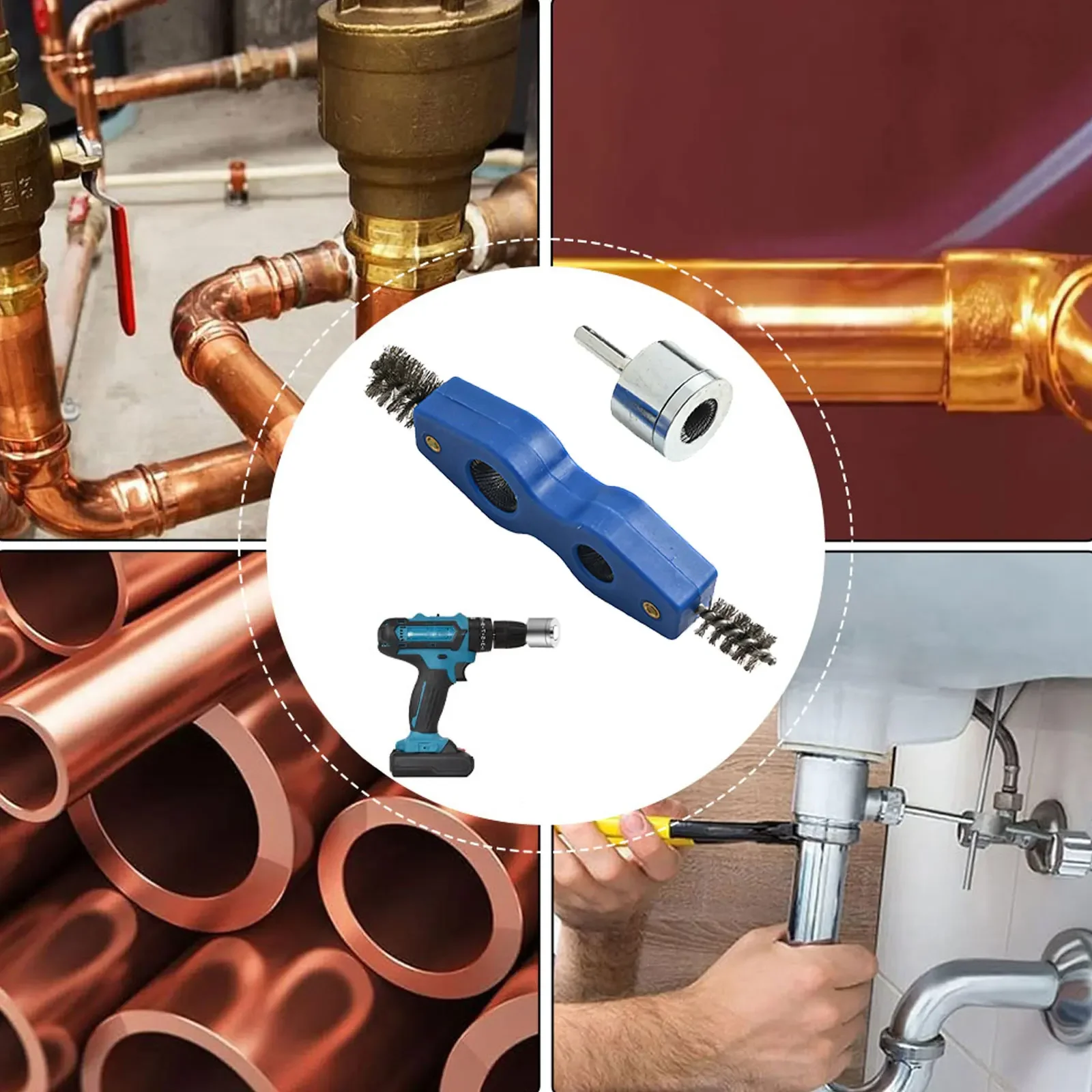 

Набор из 2/3 шт. щеток для чистки медных труб, металлическая щетка для дрели, щетка для чистки труб на аккумуляторе, ручной инструмент для сантехнических работ