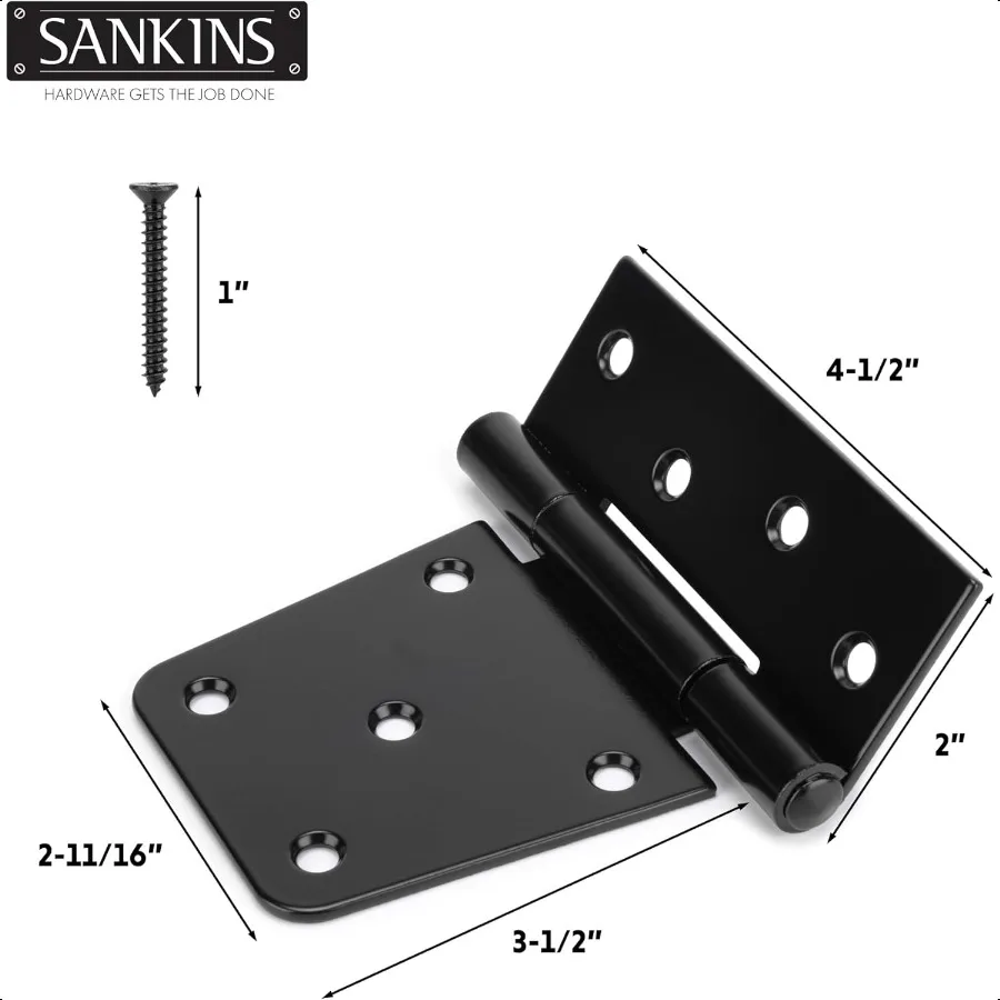 31 2 dobradiças de portão resistentes, dobradiças de porta de ferro preto com parafusos, dobradiças duráveis para cerca de madeira, portão, galpão, porta de celeiro