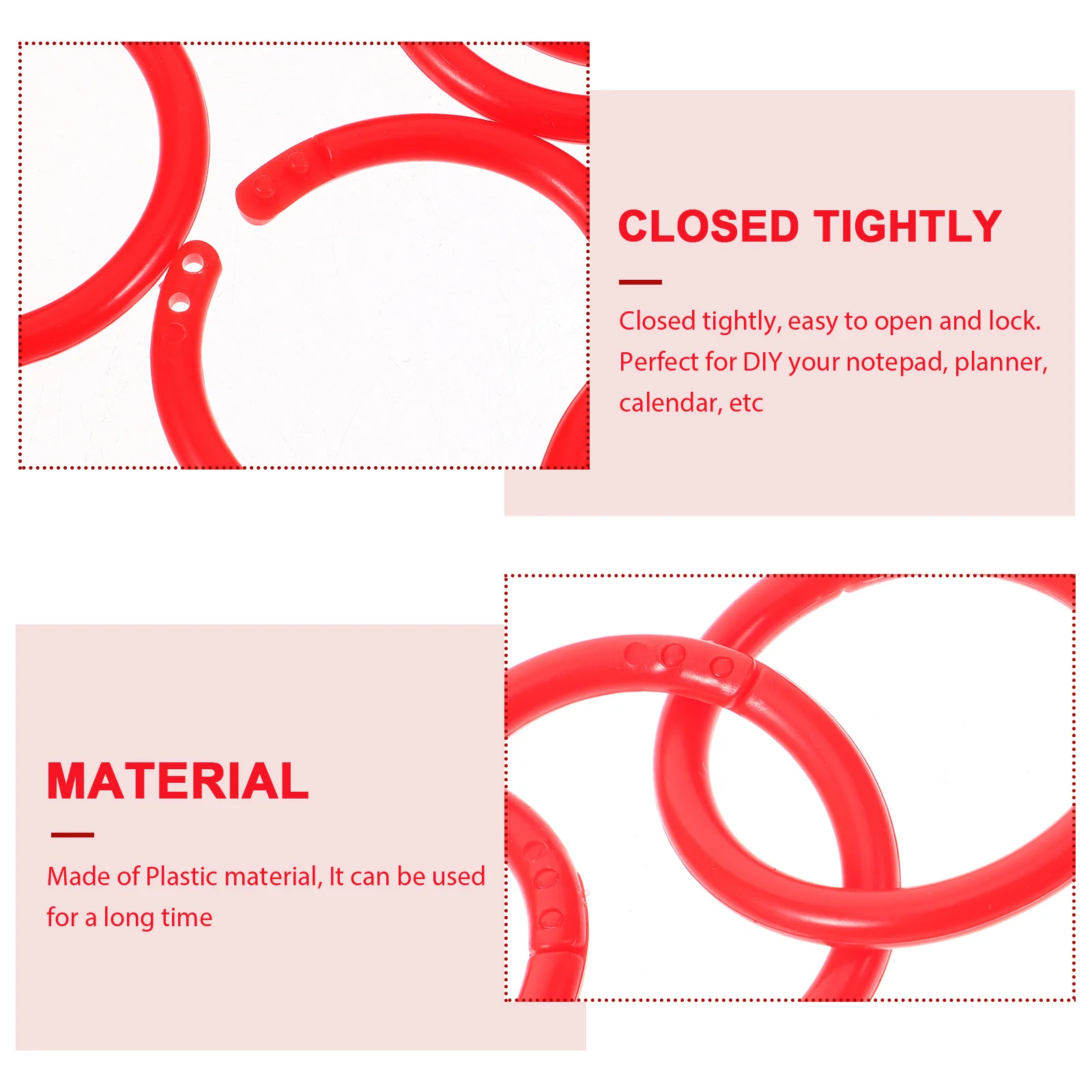 100 قطعة حلقات الموثق البلاستيكية مرنة فضفاضة ورقة كتاب خواتم DIY بها بنفسك سجل القصاصات المفاتيح مخطط اللوازم المكتبية كتاب الدائري