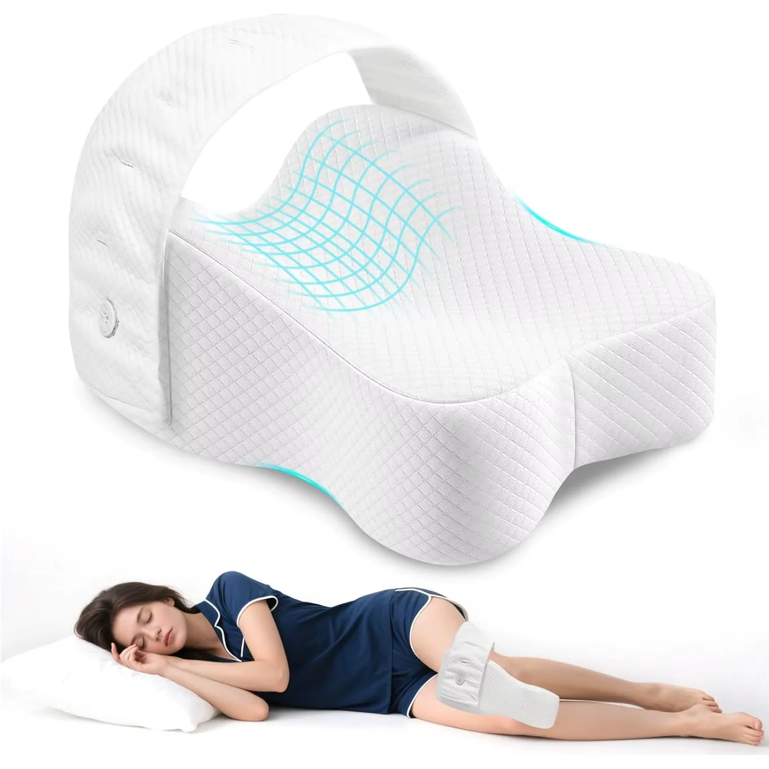 Knee Pillow, Memory Foam Sofa Pillow for Side Sleeping, Between Legs Pillow for Relief Sciatica Hip Lower Back Pain,