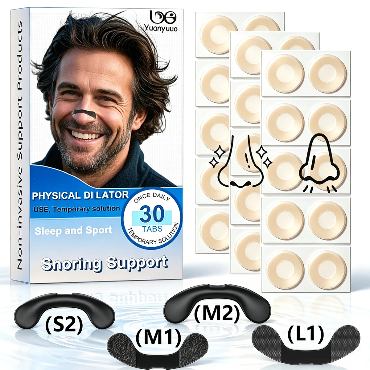 Equipamento de fitness para atividades ao ar livre - dilatador nasal - conjunto de suporte para adesivo nasal não invasivo para exercícios/uso diário: para exercícios e uso durante o sono