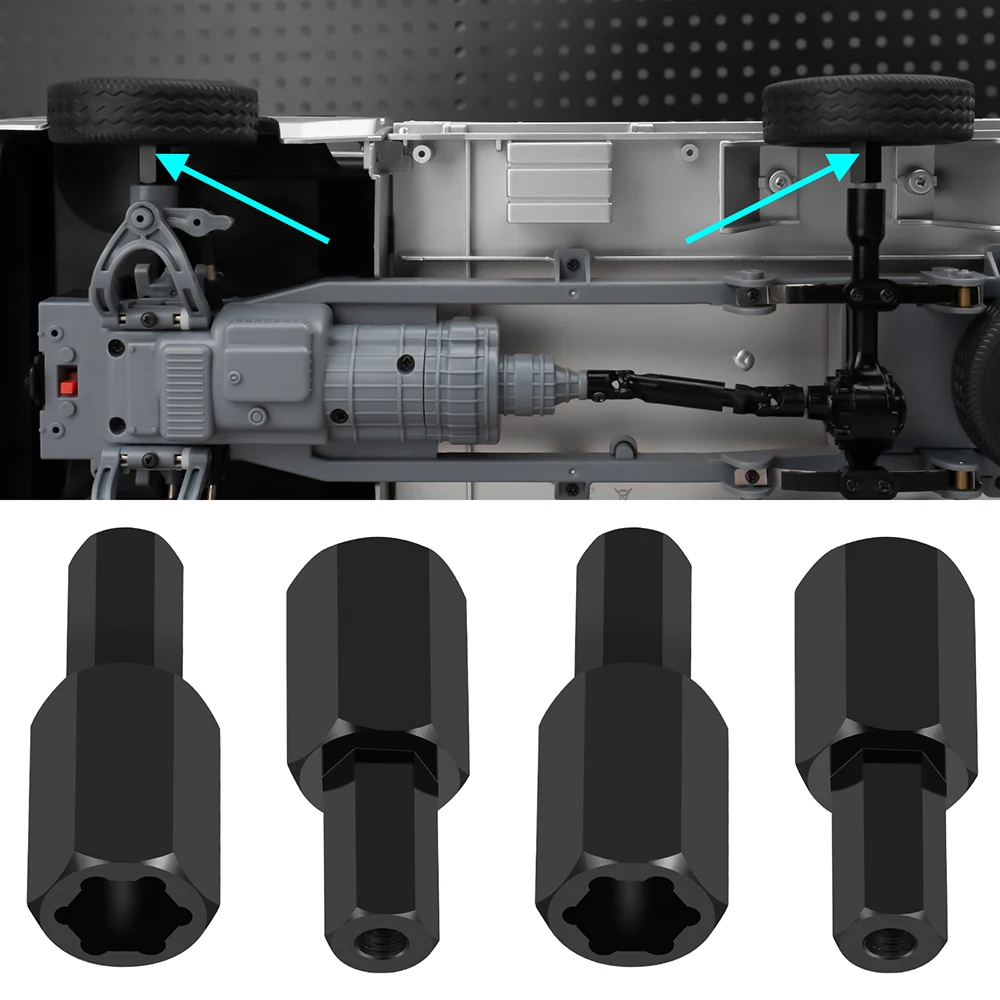 MIBIDAO 4 шт., 5 мм, адаптеры для шестигранной ступицы колеса + 12,5 мм для WPL C34 C24 1/16, гусеничный комплект 1/2 дюйма, расширенный смещенный комплект, радиоуправляемый автомобиль