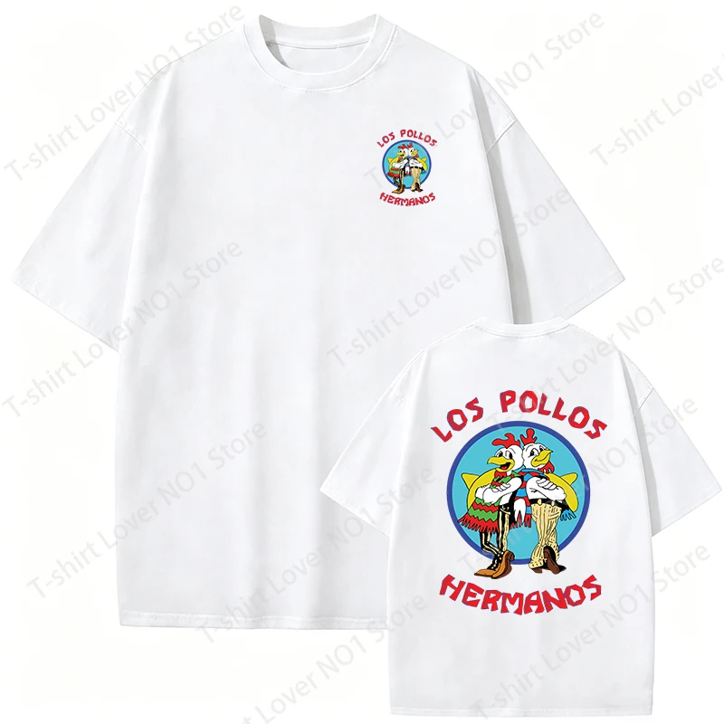 Funny Chicken Brothers TV Series Breaking Bad Los Pollos Hermanos Double Sided Print T Shirts Men's Women's Cotton 100% T-shirt