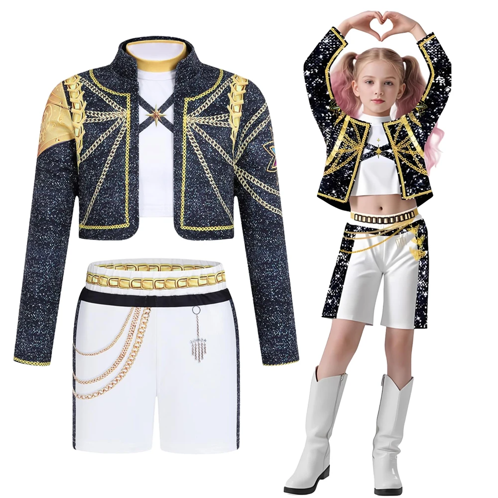 

Kpop Demon Hunters Zoey Mira Rumi Costume Cosplay Women Black Golden Clothes Halloween Carnival Dress Up Party Costumes Props