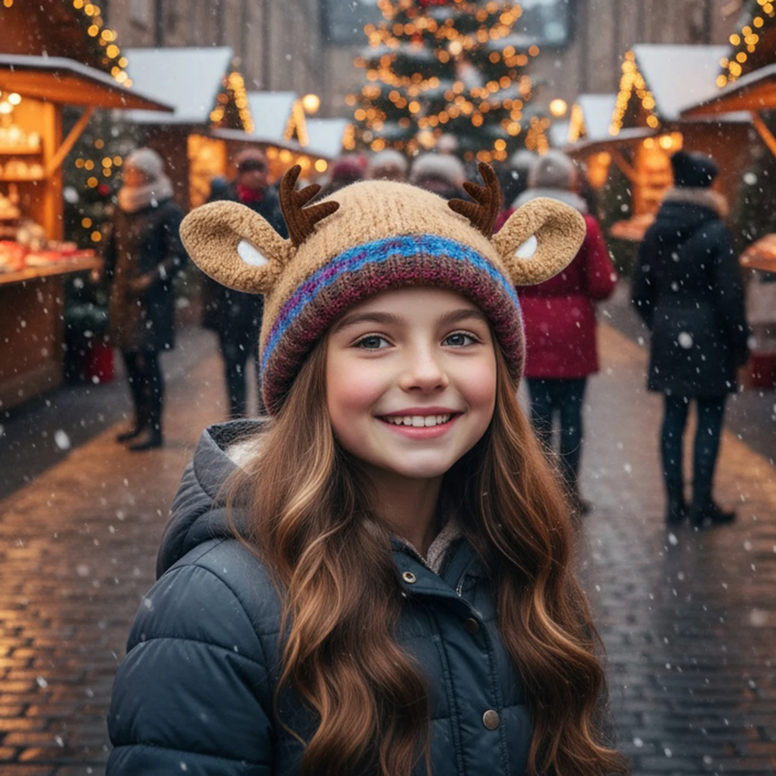 2 في 1 الغزلان تخزين قبعة يندبروف عيد الميلاد قرن الوعل قبعة طوي احتفالي الدافئة غطاء للأذن قبعة المرأة الخريف الشتاء حقيبة يد #3