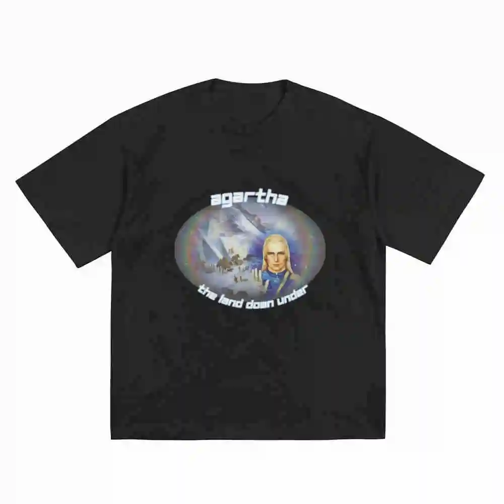 Agartha The Land Down Under Meme Short Sleeve Tee 100% Cotton T-Shirt
