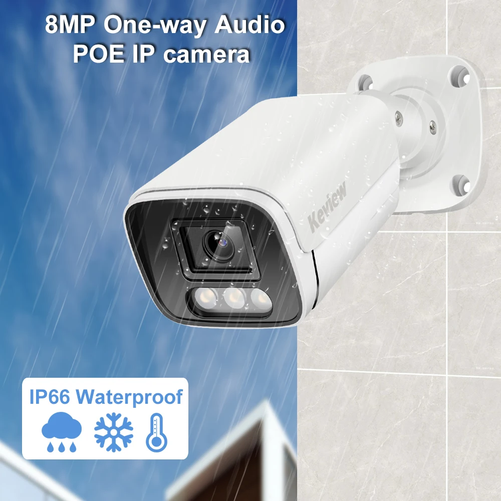 8MP 4K POE IP Camera Audio Outdoor H.265 Onvif Metal Bullet CCTV Home 4MP Color Night Vision Security Camera