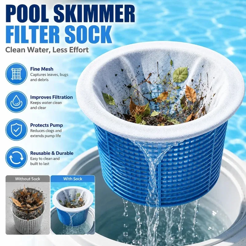2026 New Upgrade Pool Filter Socks Swimming Pool Garbage Cover Fine Mesh Screen Flexible Anti-fouling Cover for Pool Maintenance