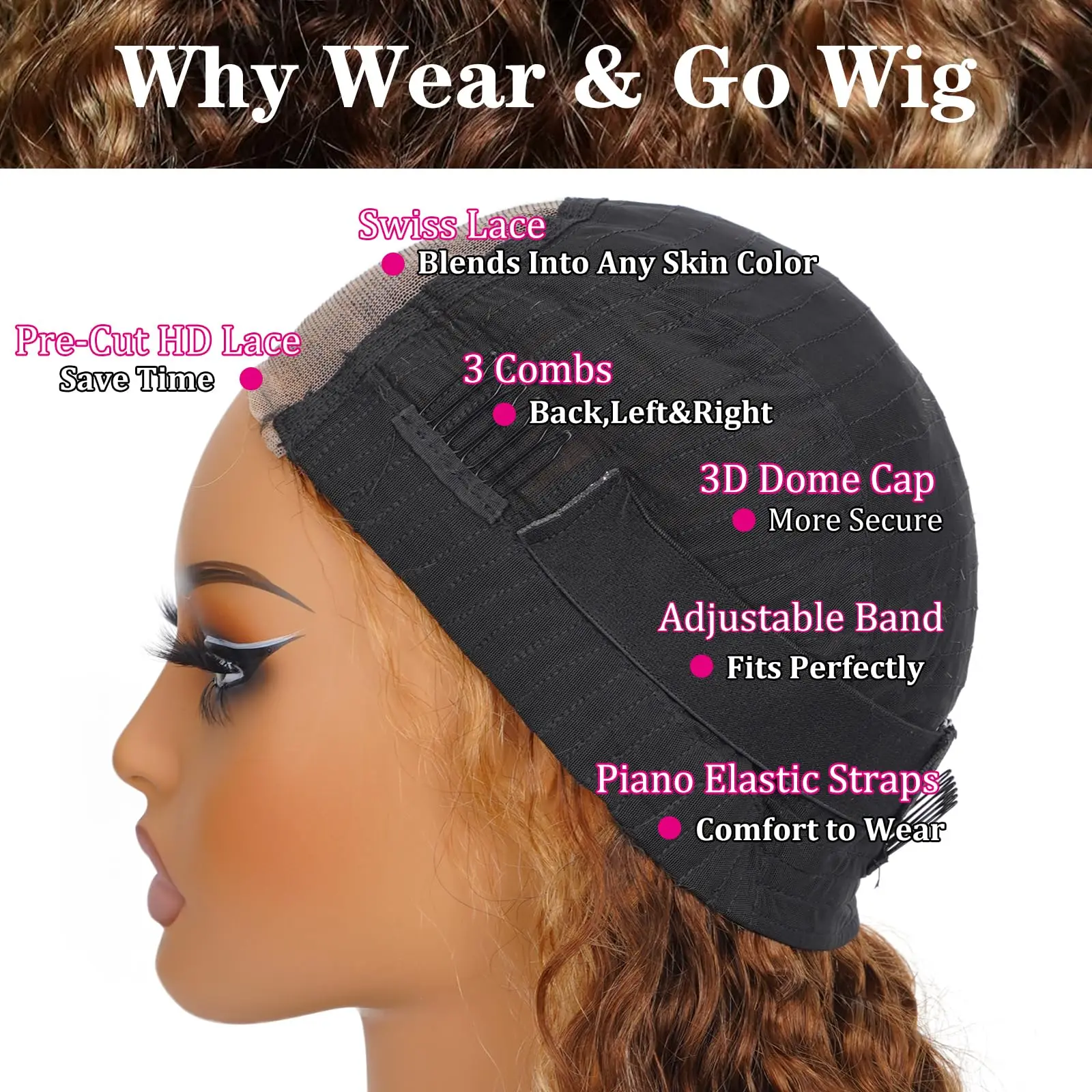 Highlight Glueless Wigs Ombre 4/27 Honey Blonde Bob Wig 14 Inch Short Curly Human Hair Wigs For Women 4x4 Lace Closure Wigs