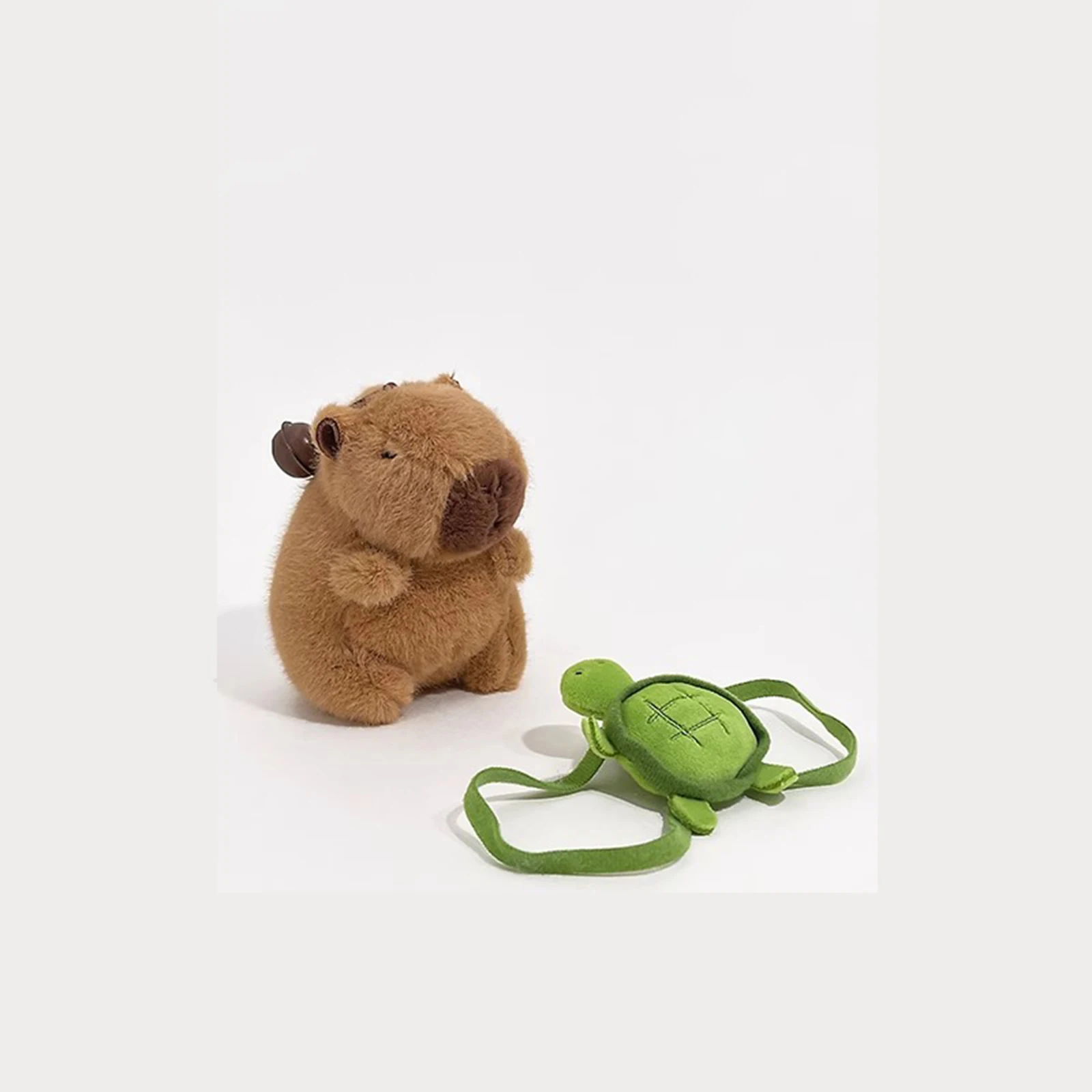 YDCW Capybara with Turtle Backpack Plush Keychain Backpack Charm Cute Pendant