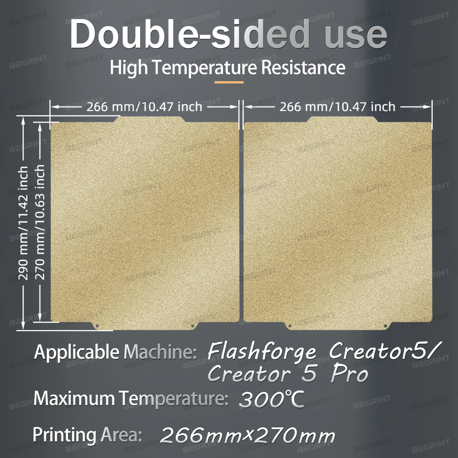 Für Flashforge Creator 5/5 PRO Bauplatte 256x256mm C5 Federstahlblech Doppelseitig PEI PET PEO Creator 5 PRO Bauplatte – Detail 5