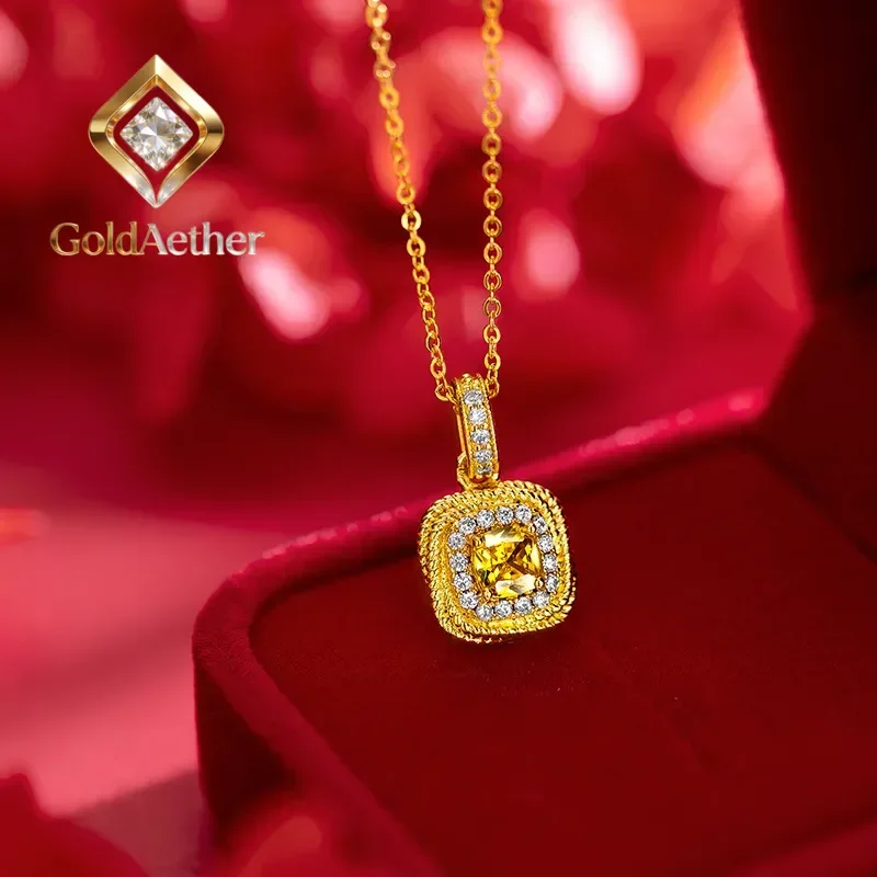 

GoldAether Women's Light Luxury Flash Small Candy 9999 24K Real Gold Yellow Diamond Necklace Bracelet Ring EarnailHigh Grade Fee