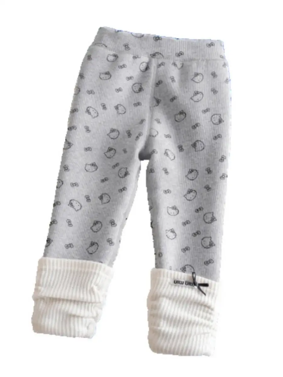 Mädchen Fleece-Gefütterte KT-Druck Cartoon-Strumpfhosen Warme Hosen Kindergarten Kinder Winter Niedliche Sos Bootshosen