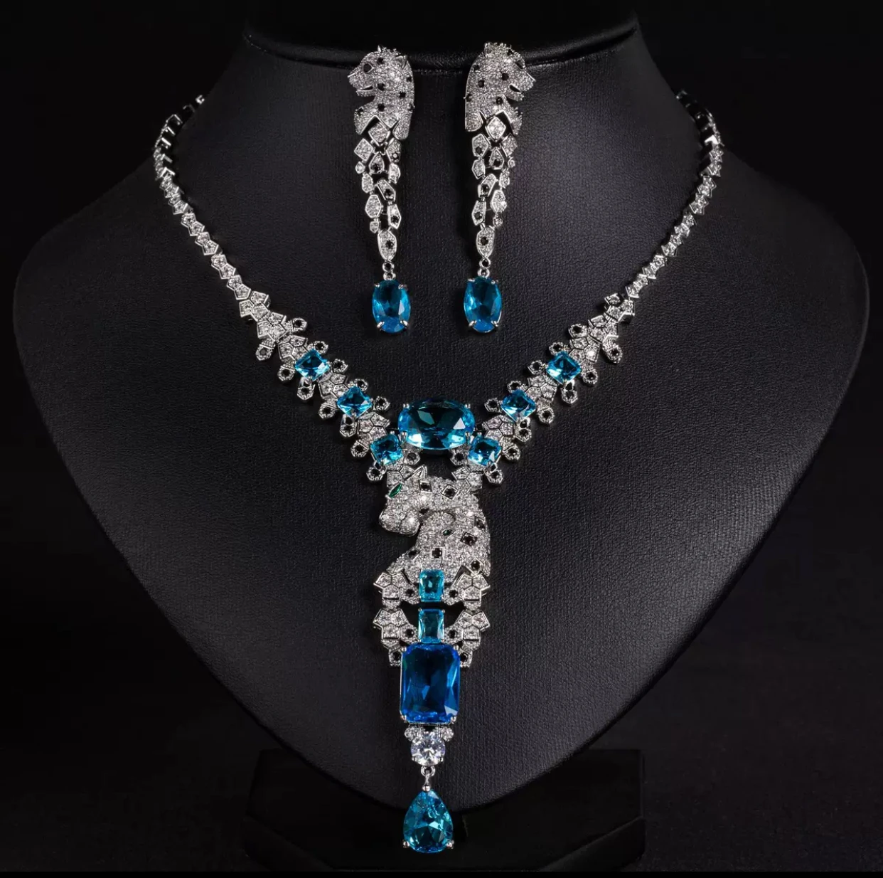 [فاخر] مجوهرات بتصميم كلاسيكي فاخر أوروبي وأمريكي، مجموعة إكسسوارات مزاجية لفساتين السهرة، قلادة من الزركون للنساء