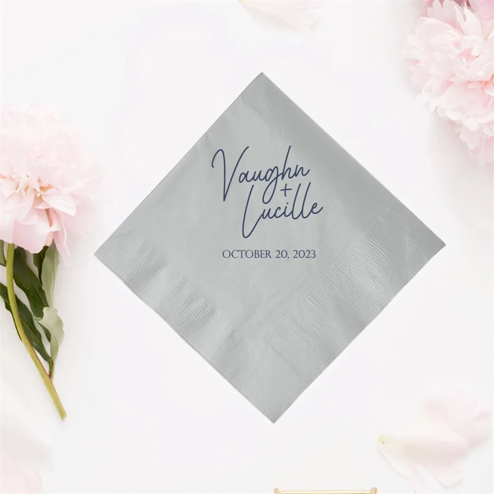 

50PCS Wedding Napkin Favors, Wedding Reception Napkins, Paper Napkins for Weddings, Custom Wedding Napkin Favors, Personalized N