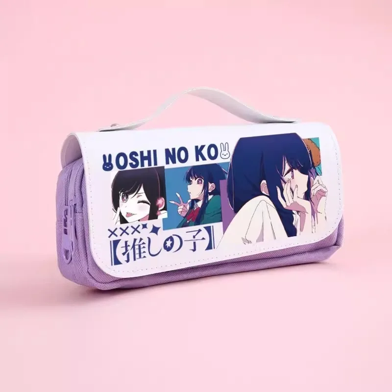 Oshi No Ko Hoshino Ai estuche de lápices de dibujos animados, figura de Anime Hoshino Akua Ruby, caja de lápices de Pu de gran capacidad, bolsa de papelería para estudiantes