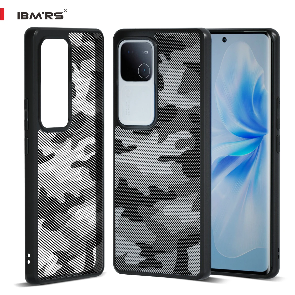 

for vivo V30/ V30 Pro /S18/S18 Pro Case,Camo Shell Lens Protection Back Transparent PC Back Cover +TPC Soft edgesPhone Case