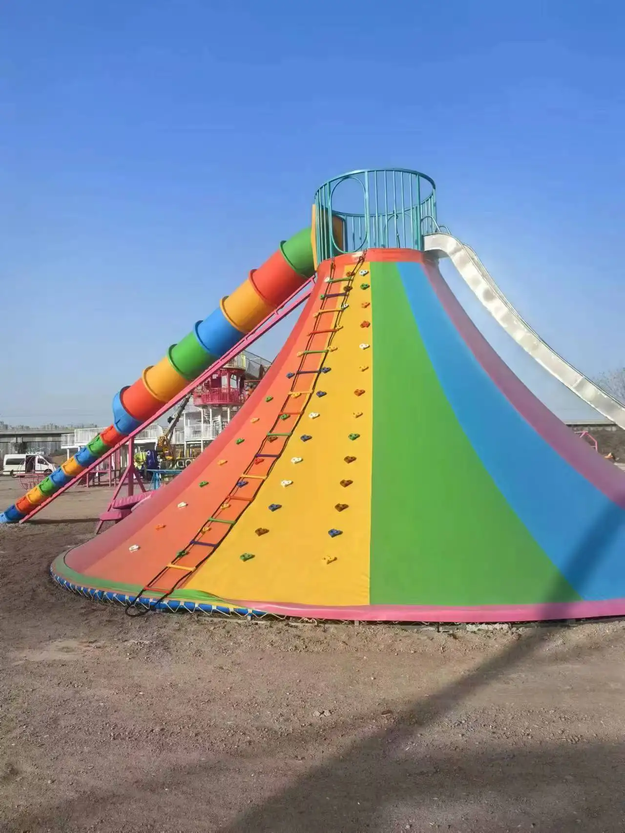 Поставка производителя, альпинистское вулканское оборудование для парков развлечений на открытом воздухе, детская игровая площадка, двойная горка Поставка производителя, альпинистское вулканское оборудование для парков развлечений на открытом воздухе, детская игровая площадка, двойная горка