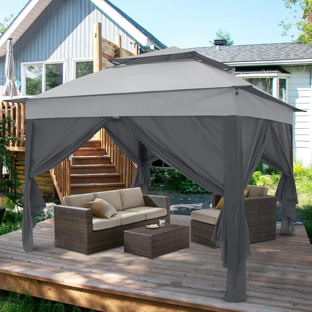 

11x11 Pop-up Instant Gazebo Tent with 4 Sidewalls Outdoor Canopy Shelter with Carry Bag, Stakes and Ropes,UV resistant Pergola
