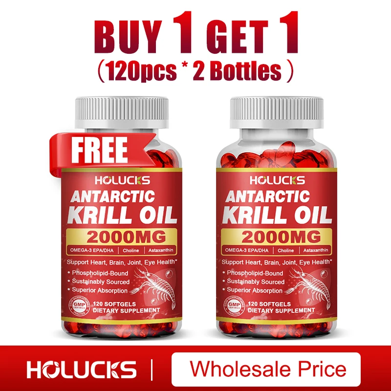 

Antarctic Krill Oil 2000mg, for Immune System, Supports Bone, Joint, Heart Brain Health, Rich in Omega-3s EPA, DHA