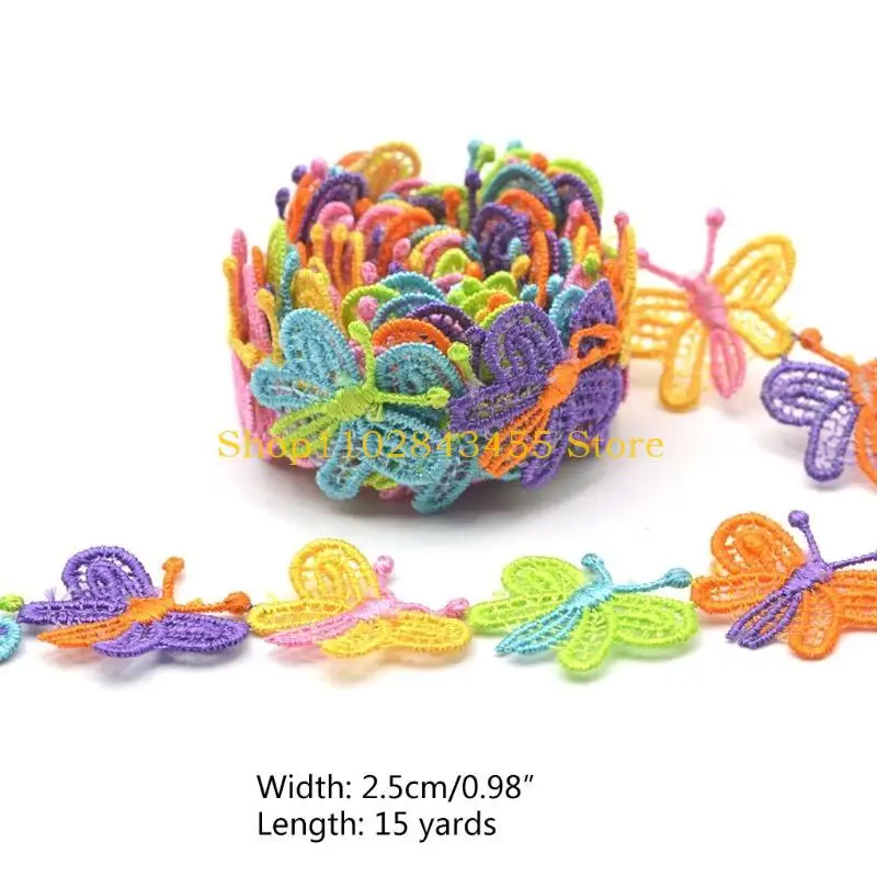 49MC 15 jardas coloridas para fita guarnição renda borboleta apliques bordados costura DIY