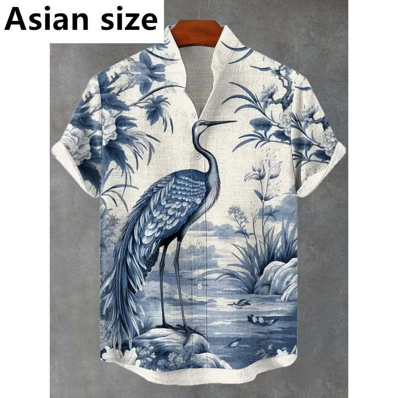 

2025 Summer Retro Tropical Flower Peacock Art 3D Printed Polyester Hawaii Large Size Shirts Summer Casual Y2k Men Women Clothing
