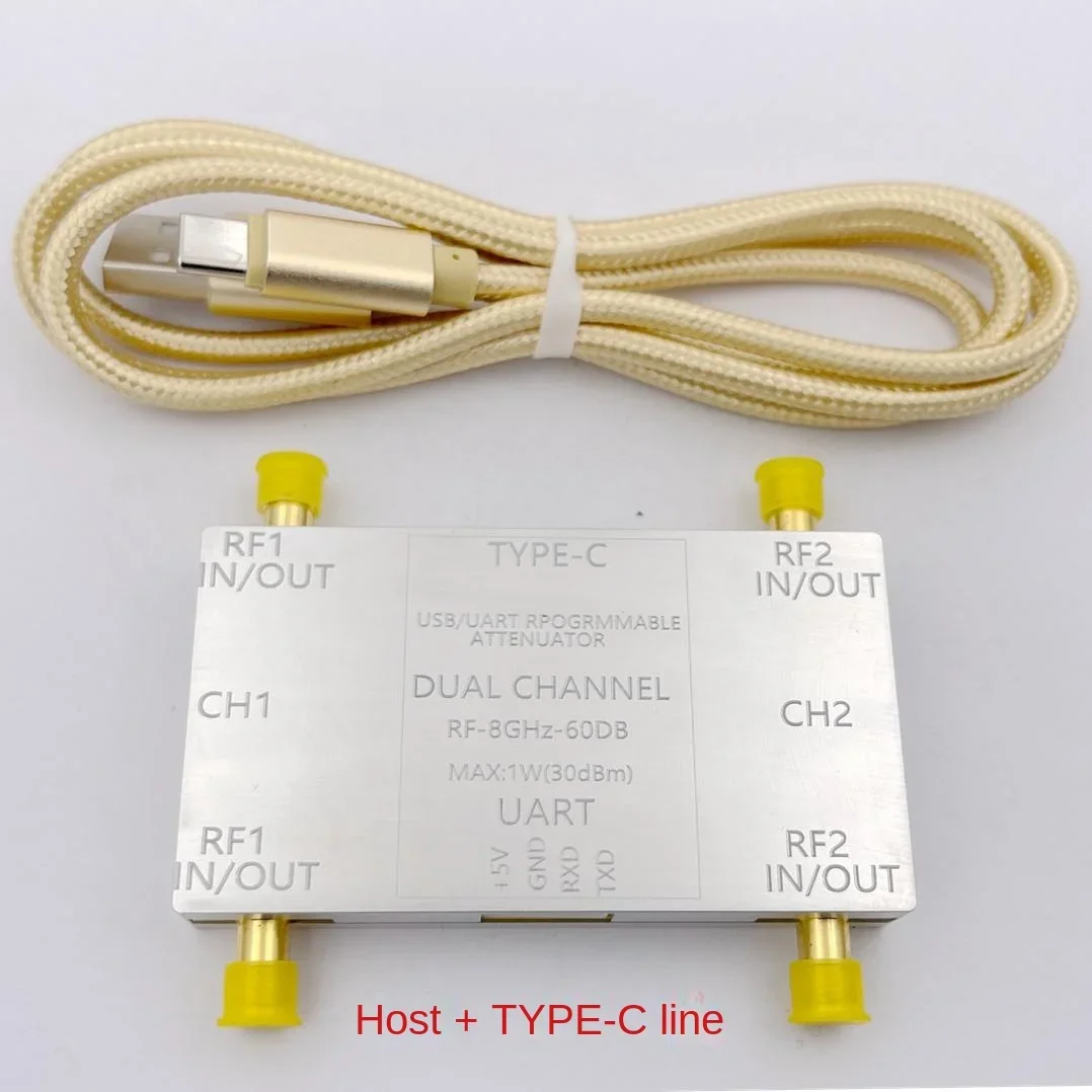 

LF-8GHz Dual Channel RF Attenuator Module 60dB 50ohms with SMA Female Connector + Type-C Cabl