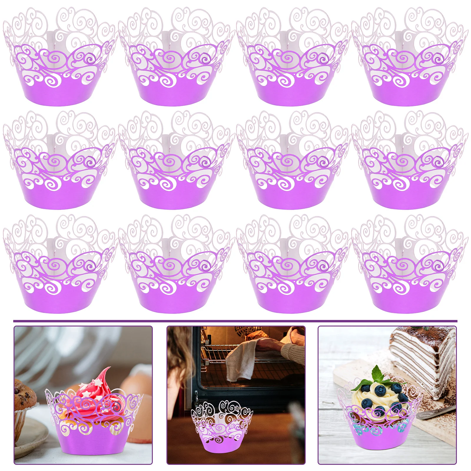 

50 Pcs Aluminum Foil Cup Cupcake Paper Liners Baking Cups Wrappers Cases Hollow