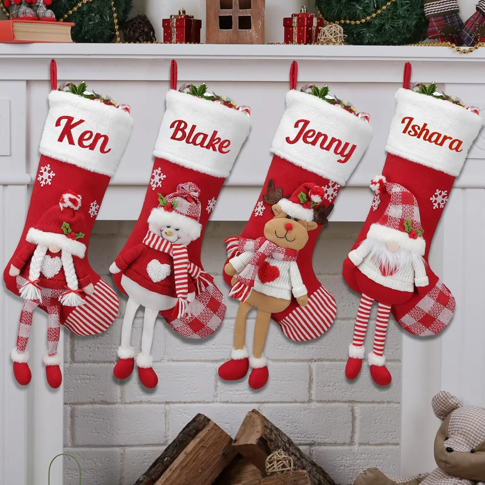 Christmas Stocking Hanging - Christmas Decorative Stocking Classic Xmas Hanging